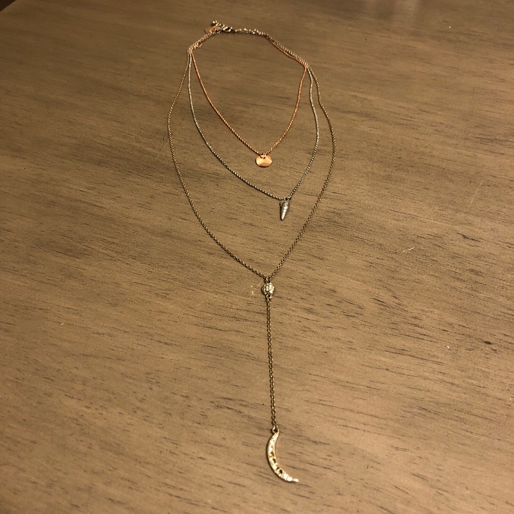 American Eagle Outfitters Gold and Silver Tone Layered Moon Necklace